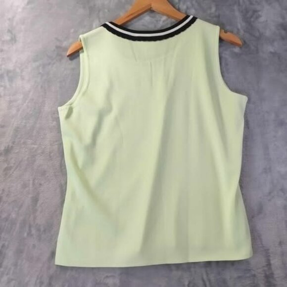Exclusively Misook Sleeveless Top M Pastel Green Shirt Stretchy Retro preppychic - Picture 7 of 9